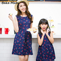 Mother Daughter Dresses 2016 Summer Cotton Cherry Print Family Matching Clothes Family Clothing Vestidos Baby Girl
