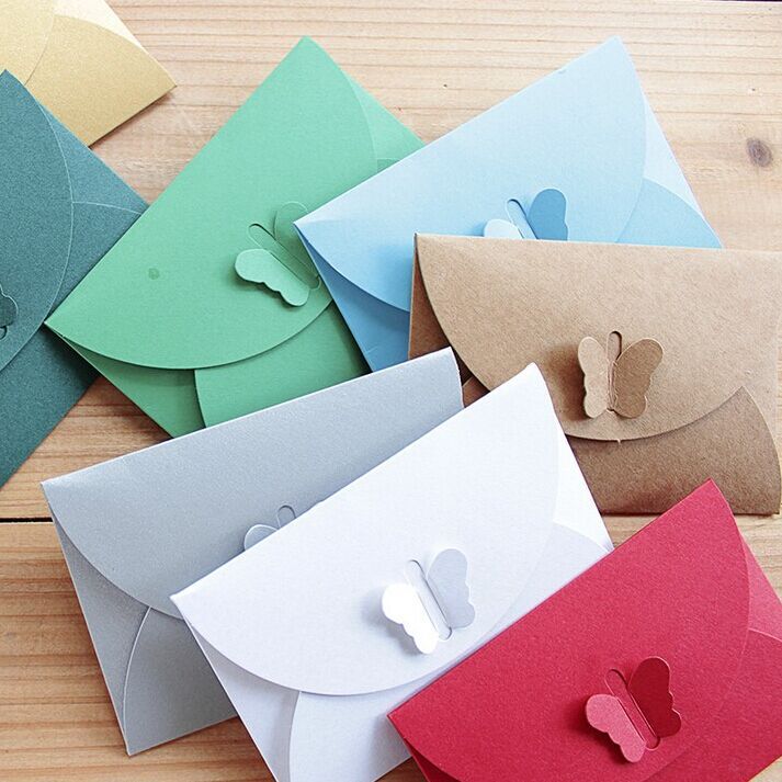 Colored Butterfly Buckle Kraft Paper Envelopes Simple Love Retro Buckle Decorative Envelope