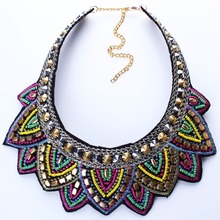 New Colorful Fashion Leaf Rhinestone Resin Short Women Collar Choker Necklace Statement Jewelry N25711