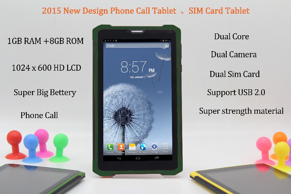 Strong material 7 inch Phonc Call Tablet Android4 2 1GB 8GB 3G Call supoet usb2 0