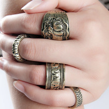 New Vintage Punk Ring Set Unique Carved Pattern Rings for Women 4pcs/set RI064