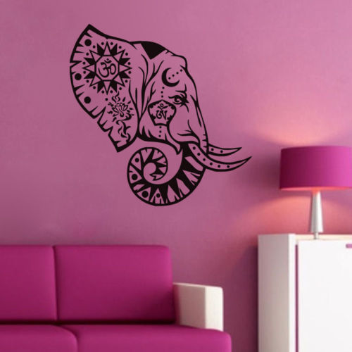 indian pattern removable art wall sticker elephant head vinyl wall