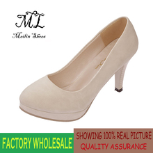 Fashion 2016 new shoes woman 9cm high heels retro pattern round toe slip-on women pumps wholesale beige party shoes #811