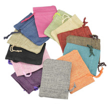 Retail 7*9cm Mini Pouch linen Hessian hemp Jute drawstring small current packaging Bag Wedding ceremony ceremony ring necklace jewelry (50pcs/lot)