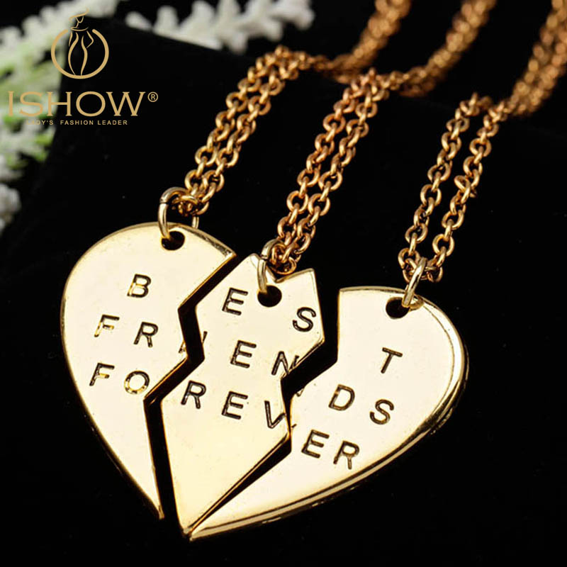 New collier choker necklace heart pendant pieces broken three best friend forever necklace women necklace jewelry
