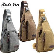 Mens Military Style Canvas Small Crossbody Shoulder Bag