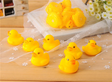 Wholesales 100pcs/lot 4x4cm Cute Baby Girl Boy Bath Bathing Classic Toys Rubber Race Squeaky Ducks Yellow Sale