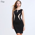 2016 Summer Elegant Fashion Sexy Sleeveless Tank Dresses Patchwork Sheath Pencil Fitted Women Bodycon Bandage Vestidos