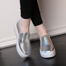 Breathable Women’s Flats Fashion Genuine Leather Shoes Women Summer Spring Hollow Platform Loafers Shoes 2016 Casual Shoes Woman