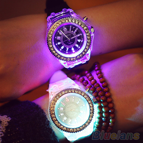 Unisex Fashion Geneva Silicone Luminous Light Sports Quartz Analog Wrist Watch 1TNR