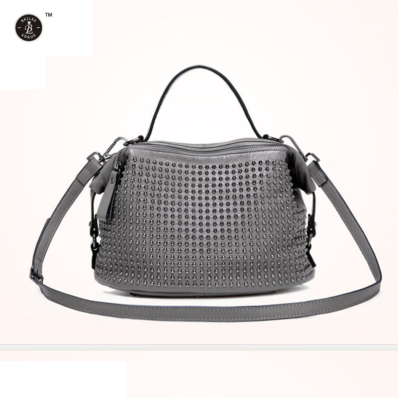 Top Rated Luxury Leather Handbag American Rivets Bolsa Feminina Real Leather Shoulder Bags Brand ...