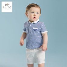 DB2148 dave bella summer printed short-sleeved baby clothing sets for boy printed sets infant set toddle clothes anchor print