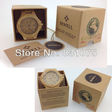 Sunray Dial Bewell Unique Design Water Proof Japan movement Wood Wooden Watch in Gift Box