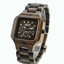 Madera cuadrada relojes para hombre con esfera de Color oscuro recién llegado de Stock Wood relojes para hombre