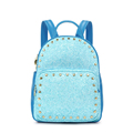 2016 New Trendy Panelled Sweet And Fresh Style Backpack Heart shaped Rivets Sequins Bag Women Multi
