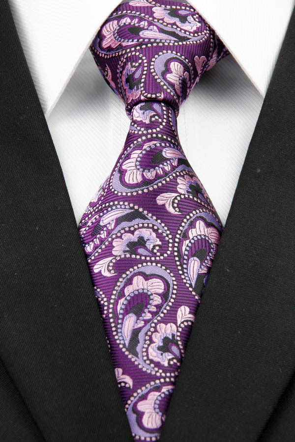 NT0212 Purple Pink Paisley Man s Classic Business Wedding Party Luxury Tie Fashion Jacquard Woven Silk