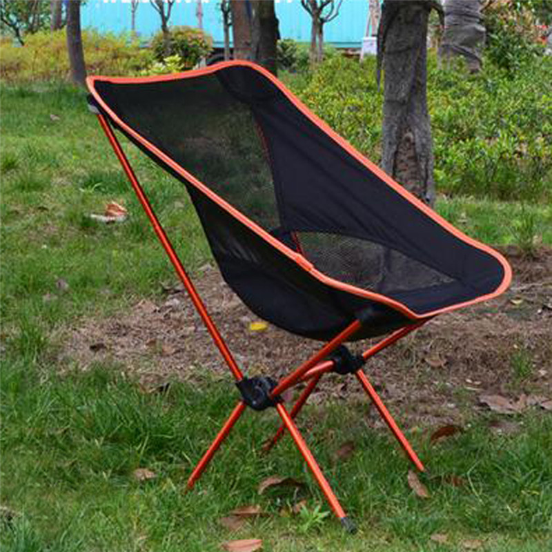 LS4G Portable Light weight Folding Camping Stool Chair Seat For Fishing Festival Picnic BBQ Beach With Bag Orange