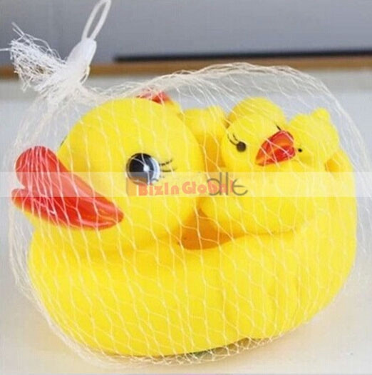 4PCS SET Cute Bath Ducky Baby Small Yellow Ducks Swimming Bath Squeezed Dabbling Toy Gift (8)