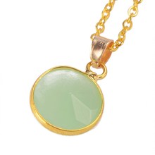 Fashion Natural Stone Pendant Necklace For Women Sapphire Crystal Bijuterias Amethyst Opal Necklace Round Gems Summer