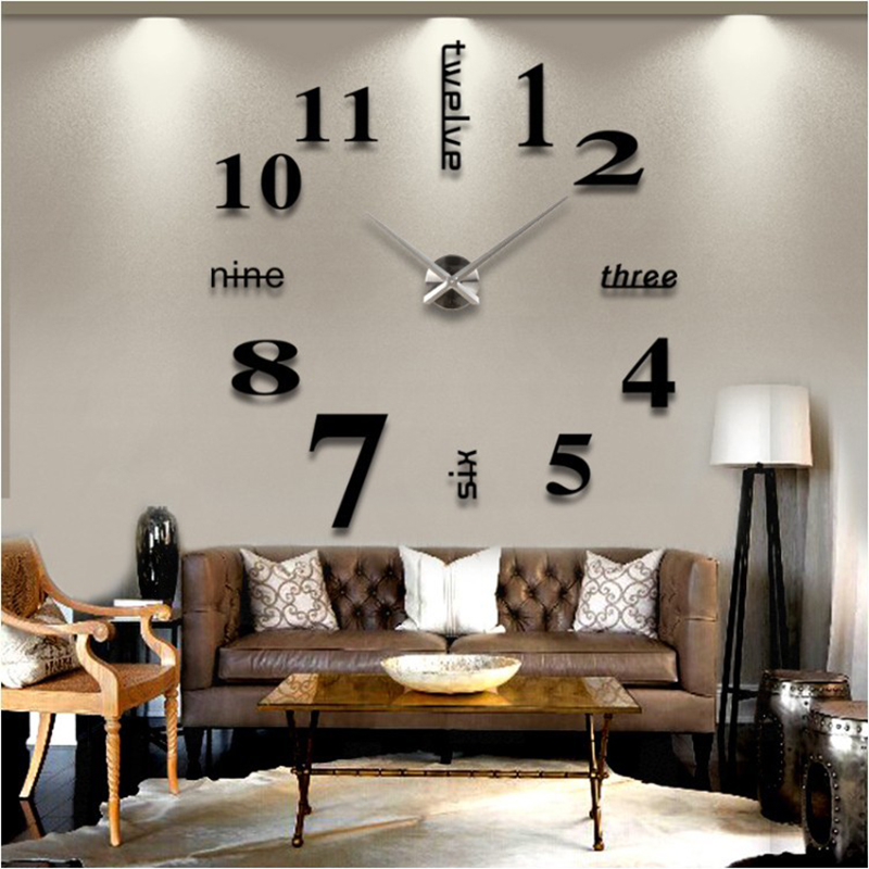 DIY 3D Large Wall Clocks Modern Home Decor Relogio De Parede Horloge Murale Com Pendulo Para Casa De Sala Mirror Stickers Clock