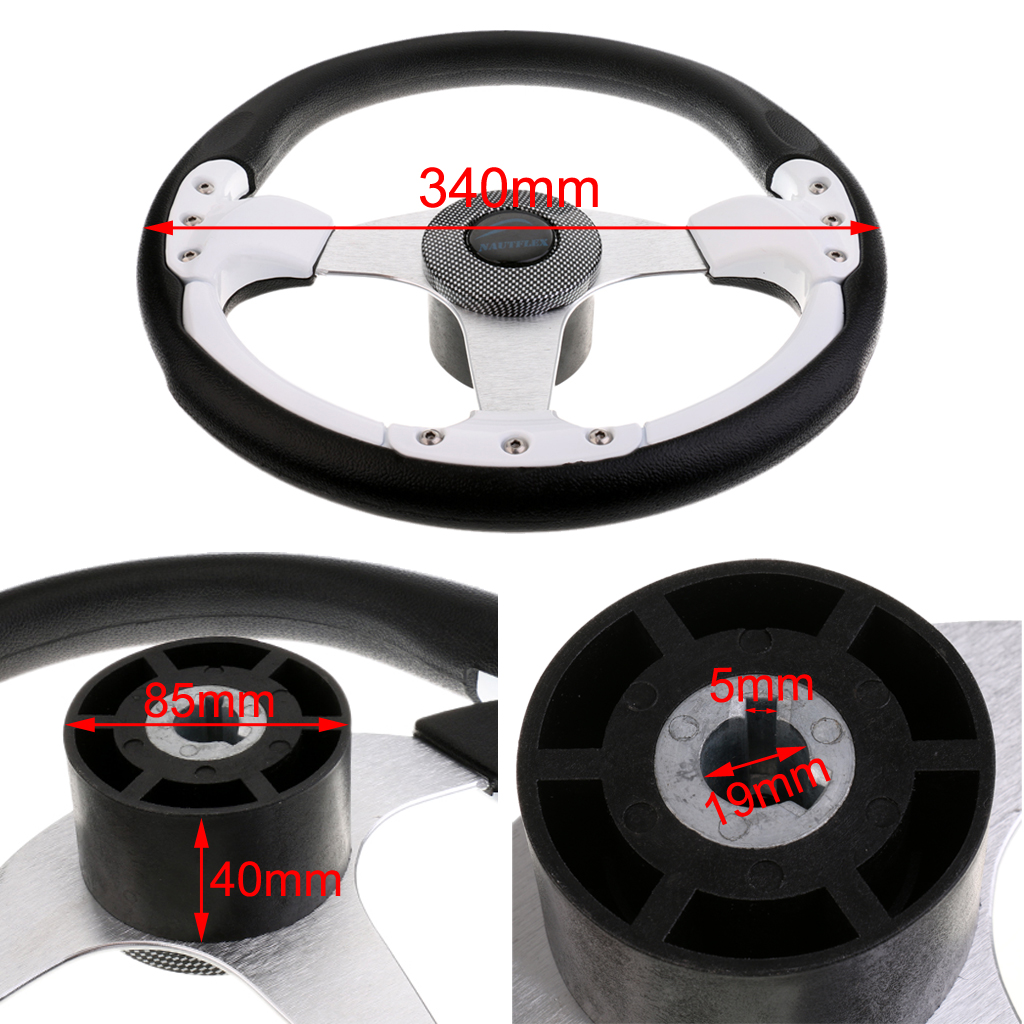 340mm Boat Steering Wheel Chrome 3 Spoke Marine Steering Wheel 3/4" Tapered Shaft For Yacht
