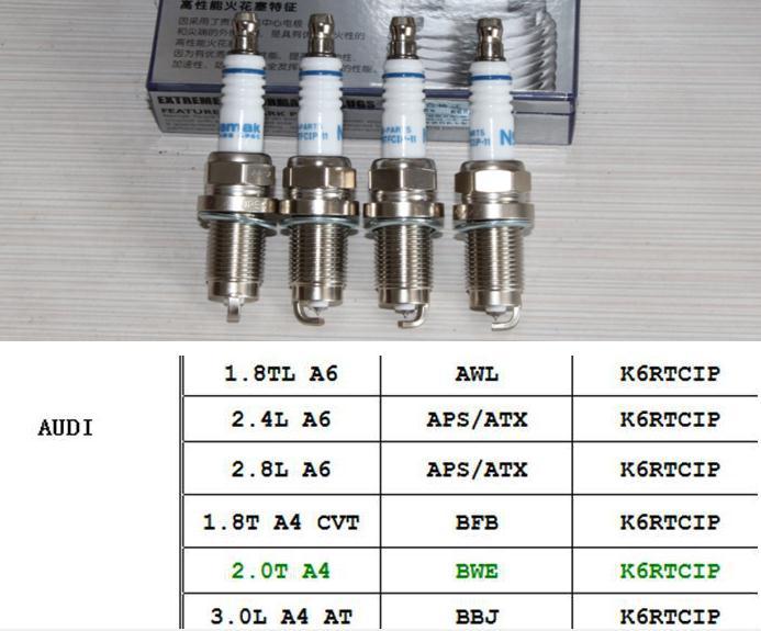 Platinum iridium spark plugs for A6/A4 1.8T/2.4L/3.0L engine       car spark plug fit for AWL/BFB/APS/ATX/BWEengine ignition