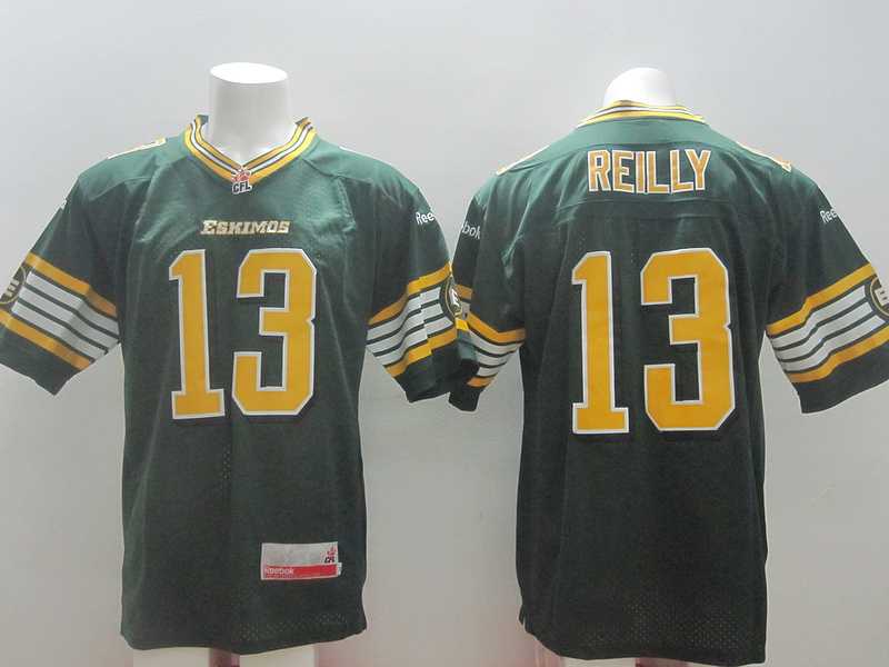 Lower Price Mens Edmonton Eskimos CFL Jerseys 13 Mike Reilly Green Canada Football League