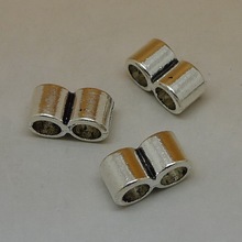 6Pcs Double Tube Retro Tibetan Silver Alloy Loose Jewelry Accessories
