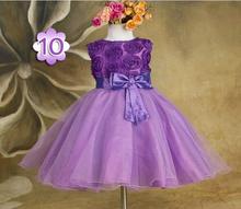 2016 new summer girls dress princess dress children party wear veil big bow flower girl wedding dress white navy rose baby girls