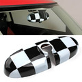 Black Checkered Pattern Car Rear View Mirror Cover For MINI Cooper JCW Countryman R60 R55 R56