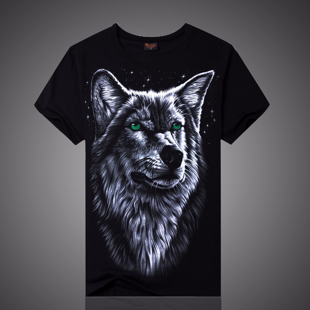 3D T Shirt Men Plus Large Size Cotton Tops Tee Wolf Skull Anime Printed Swag Short