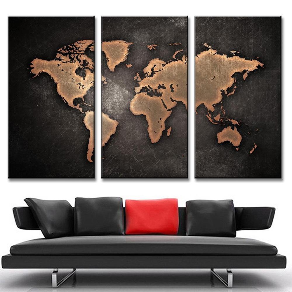 Online buy wholesale 3 piece world map canvas from china 3 piece ...