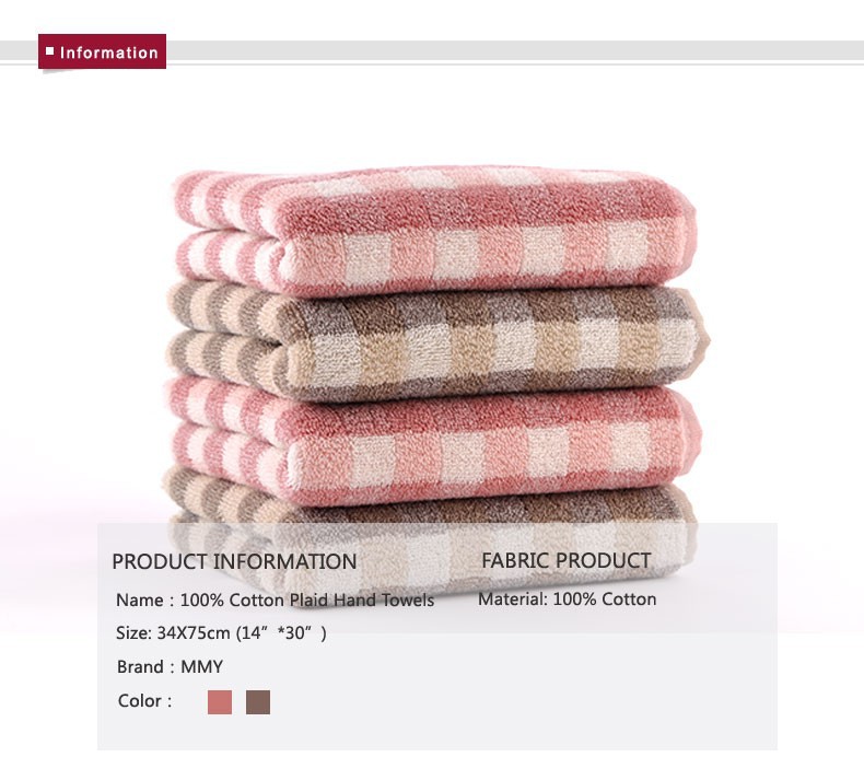 2PC Collection Cotton Brown Hand Towels Plaid Towel Wholesale Lots New