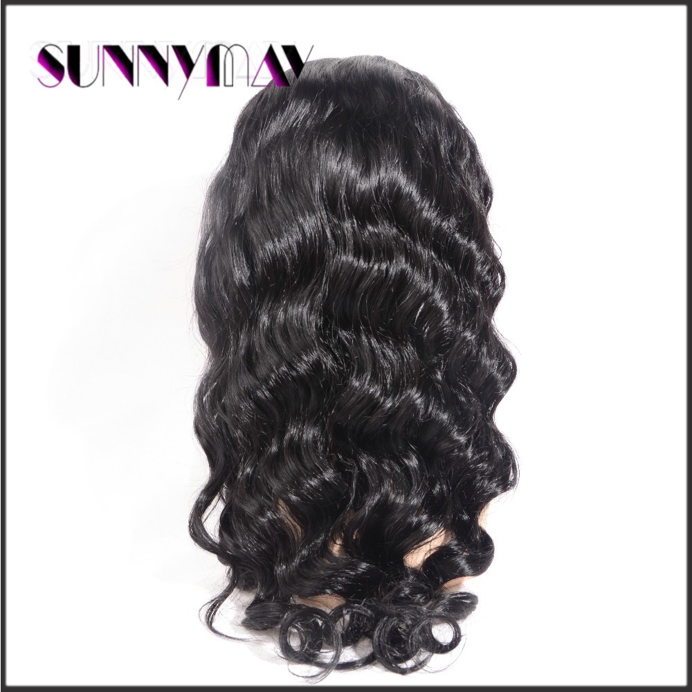 Stock natural looking curly Brazilian virgin full lace human hair wig with bang