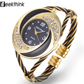 GEEKTHINK 2017 Brand Rhinestone Whirlwind Design Metal Weave Clock female Dress Girls Bracelet Bangle Quartz Casual