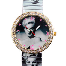 Luxury Women Wristwatch 2015 New Fashion Marilyn Monroe Rhinestone Quartz Watch Women Casual Watch Relogio Feminino
