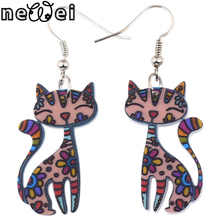 Newei Drop Cat Collar Dangle Earrings Acrylic Pattern New 2015 Charm Girl Woman Jewelry Accessories Fashion Earrings