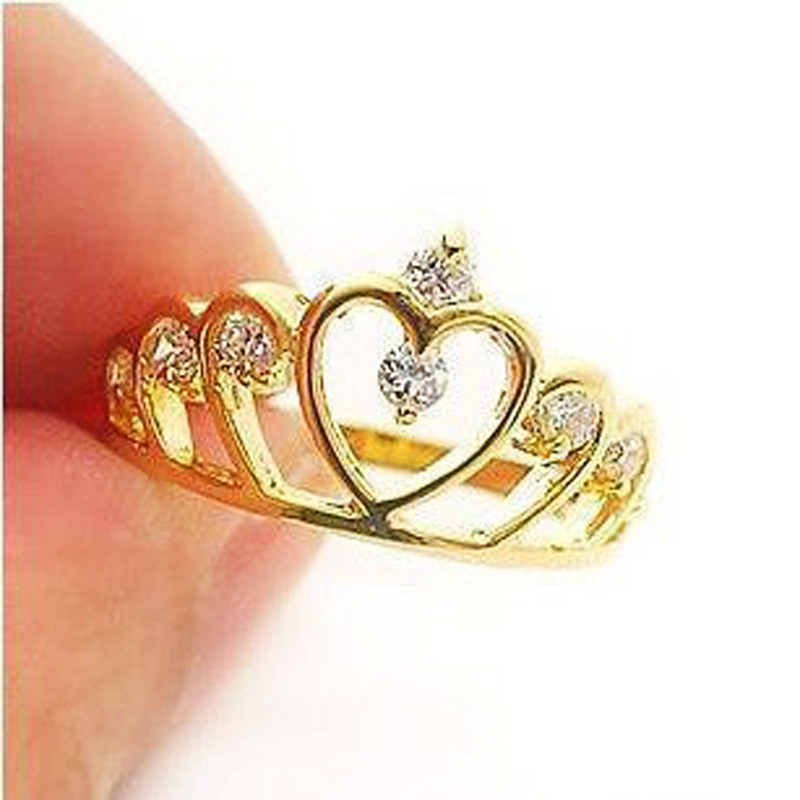 Hollow out Rhinestone Crown Finger Rings Women Popular Girls Decoration Rings Jewelry FYMHM267 Y5