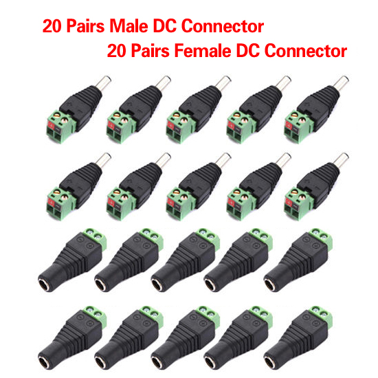 IMC Hot 20 Pairs Male & Female 2.1x5.5mm DC Power Jack Plug Adapter Connector for CCTV