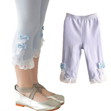 Girls Leggings Bow Lace Leggings Girls Children Leggings Summer Solid Elastic Waist Baby Girl Clothes 2557C