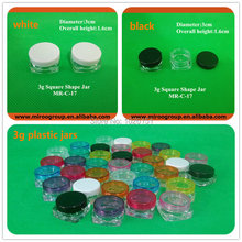 Fedex Free Shipping 100pcs 3ml/3g cream jar,3g cosmetic container, plastic bottle,3g sample jar, cosmetic packaging,display case