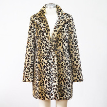 YOURS Women Faux Fur Coat Jacket Winter Fur Coat Female Leopard Long Style Thick Autumn Winter Long Sleeves Coat
