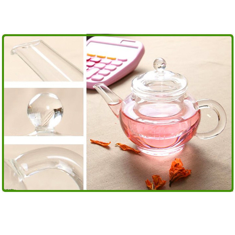 Modern Desig 250ml Filter Transparent Glass Teapot Heat Resistant Flower Tea Set Coffee Teapot Convenient Kitchen