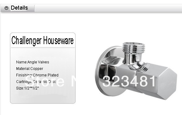 Description Picture 6 of item2pcs/lot High Quality Brass Angle Valve Bathroom Toilet Water Valve Stop Cock Valve chrome plated