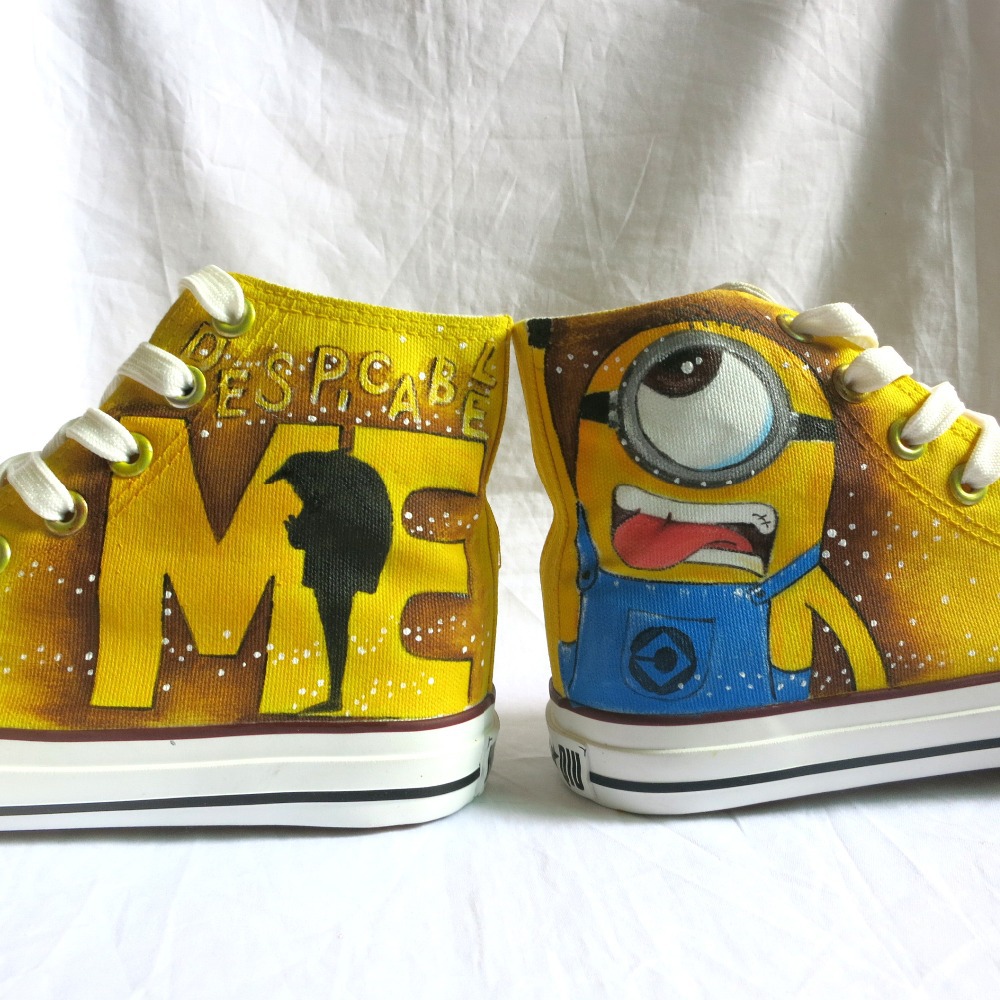 Cartoon Anime Figure Women Despicable Me Shoes Minion Shoes Women And Men Canvas High Tops Sneakers
