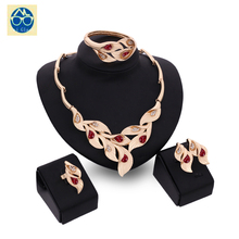 3 color Gold Plated Jewelry Sets Big Luxury African Beads Nigerian Indian Wedding Bridal Costumes Wedding Dress Accessories set