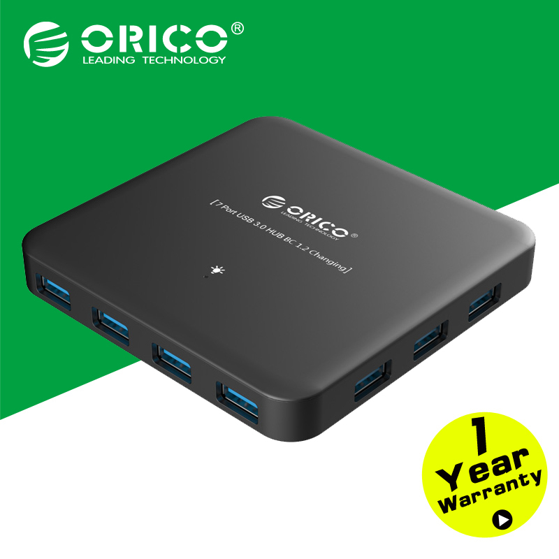 ORICO Aluminum U3BCH7 BK 7 Port USB 3 0 HUB BC1 2 Smart Charging HUB with