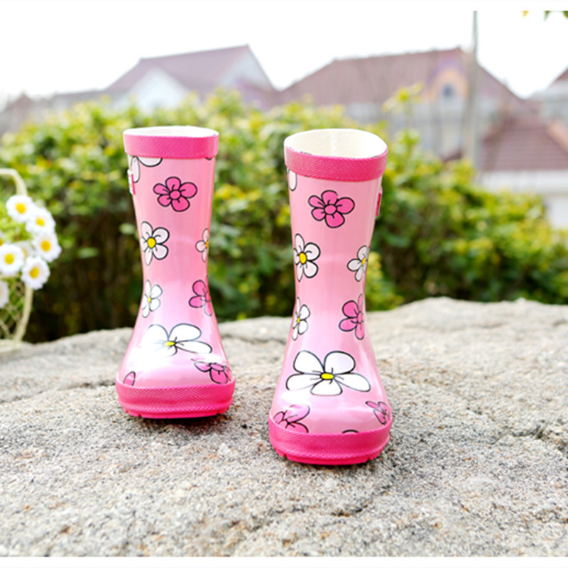 Flower Print children boots rain Princess Girl Shoes High Brand Kids rain boots 182in Boots