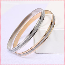 Women’s Brand Bangles Elegant Gold Silver Plated Bangle Scrub Design Round Rose Gold Bracelets For Ladies’Fashion Gift #BR037