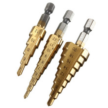 3PCS in 1 3-12mm 4-12mm 4-20mm Titanium Step Drill Bits HSS Power Drills Tools